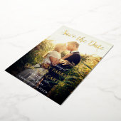 Modernes QR Code Foto Script Navy Blue Wedding Folieneinladung (Gedreht)