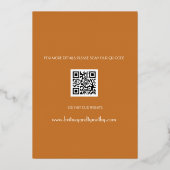Modernes QR Code Foto Script Terracotta Wedding Folieneinladung (Rückseite)