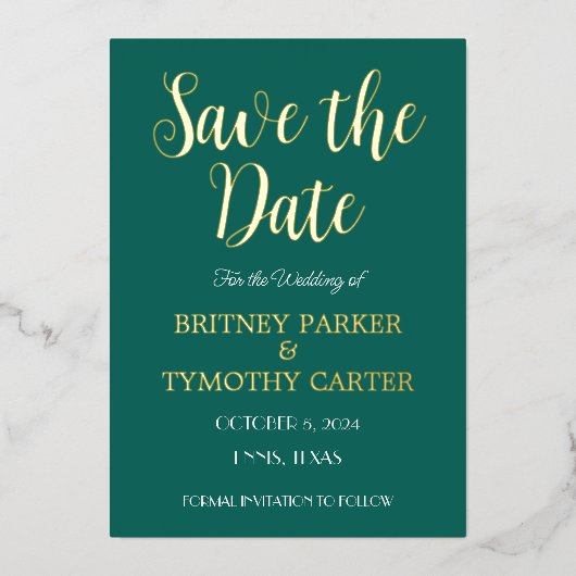 Modernes QR Code Foto Skript Smarald Green Wedding Folieneinladung (Vorderseite)