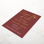 Modernes QR Code Foto Wine Burgundy Script Wedding Folieneinladung (Gedreht)