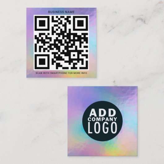 Modernes QR-Code-Geschäftslogo Quadratische Visitenkarte (Vorne/Hinten)