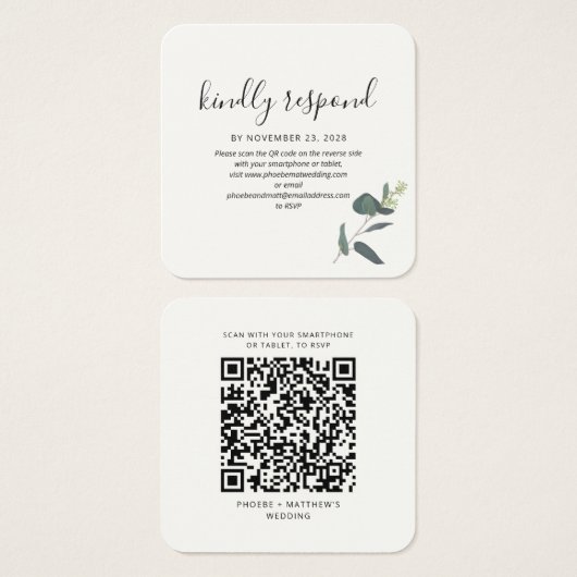 Modernes QR Code Greenery UAWG Wedding Enclosure (Vorne & Hinten)