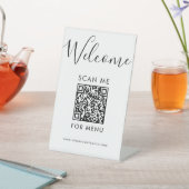 Modernes QR-Code-Menü Schwarz-Weiß Scanne Mich Caf Sockelschild (In SItu)