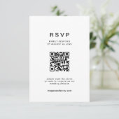 Modernes QR-Code Minimalistisch Hochzeitsstiftend RSVP Karte (Stehend Vorderseite)