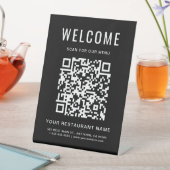 Modernes QR Code Restaurant Menü Black Tabletop Sockelschild (In Situ)