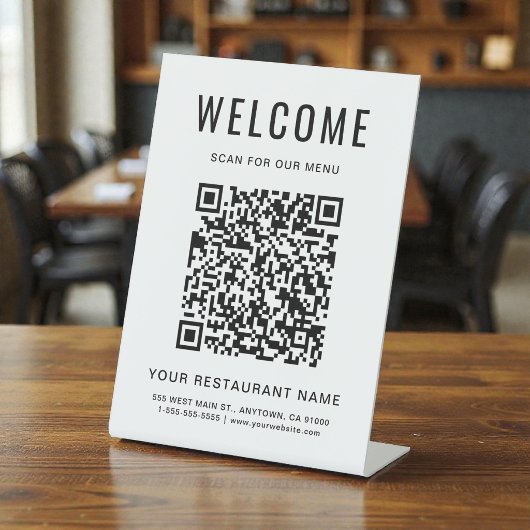 Modernes QR Code Restaurant Menu Sockelschild