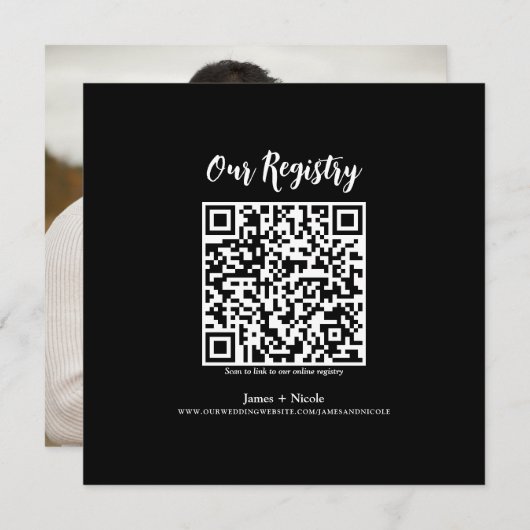 Modernes QR Code Scannable Wedding Registry Einladung (Vorne/Hinten)