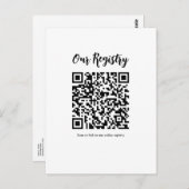 Modernes QR Code Scannable Wedding Registry Postkarte (Vorne/Hinten)