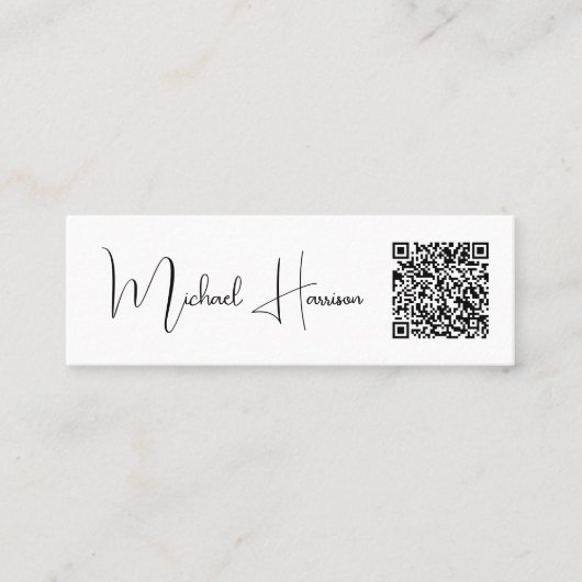 Modernes QR Code Signature Script Beruflich Mini Visitenkarte (Vorderseite)