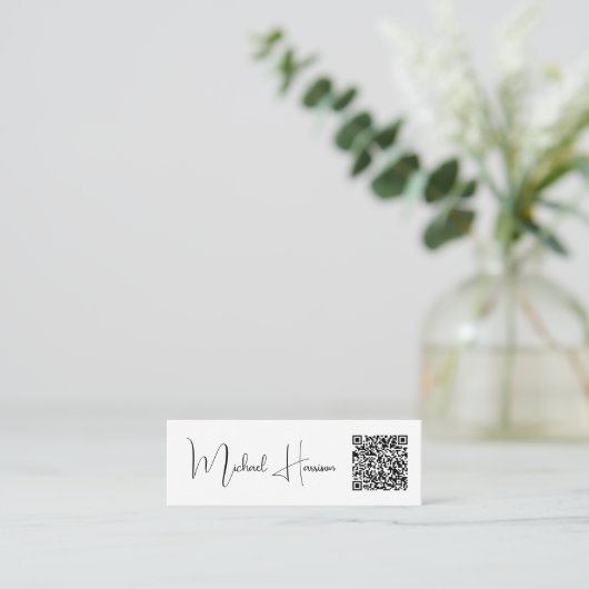 Modernes QR Code Signature Script Beruflich Mini Visitenkarte (Stehend Vorderseite)