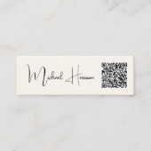 Modernes QR Code Signature Script Cream Mini Visitenkarte (Vorderseite)