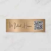 Modernes QR Code Signature Script Gold Mini Visitenkarte (Vorderseite)