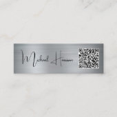 Modernes QR Code Signature Script Silver Mini Visitenkarte (Vorderseite)