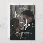 Modernes QR CODE Skript heißt 2 Fotos Hochzeit Einladung (Vorderseite)