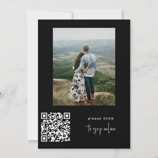 Modernes QR CODE Skript heißt 2 Fotos Hochzeit Einladung (Rückseite)
