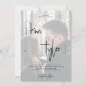 Modernes QR CODE Skript heißt 2 Fotos Hochzeit Einladung (Vorderseite)