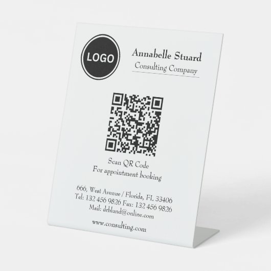 Modernes QR Code Terminierungsbuch Beruflich Sockelschild (Vorderseite)