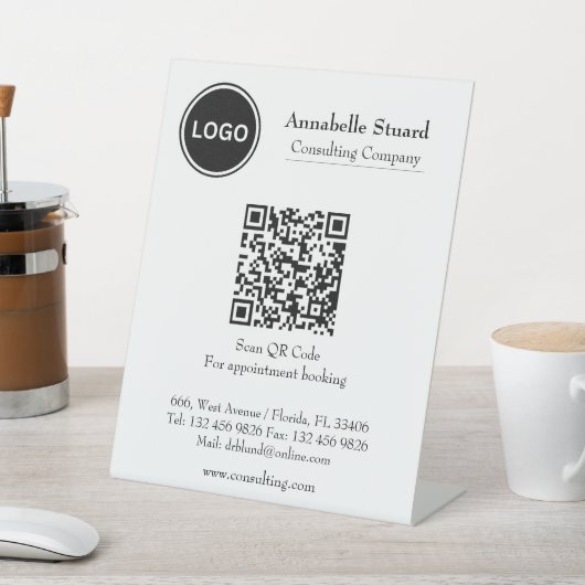 Modernes QR Code Terminierungsbuch Beruflich Sockelschild (In SItu)