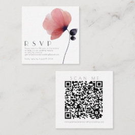 Modernes QR Code Wasserfarbenpoppy Wedding RSVP Begleitkarte