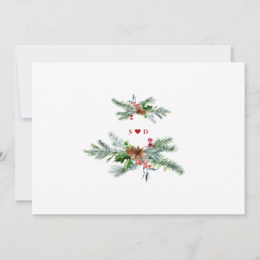 Modernes QR Code Winterurlaub Foto Hochzeit Einladung (Rückseite)