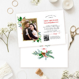 Modernes QR Code Winterurlaub Foto Hochzeit Einladung