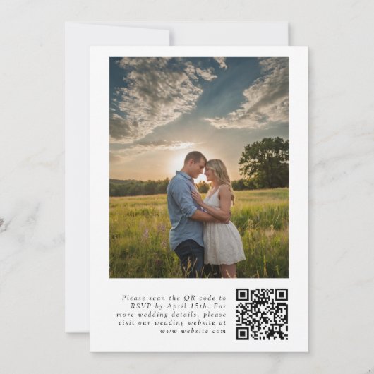 Modernes QR-Foto für Hochzeitsfeiern Einladung (Rückseite)