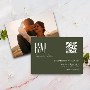 Modernes QR-Foto für Minimalistisches Olivenöl RSVP Karte