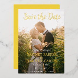 Modernes QR-Foto Gelbe Schriftzeichen Folieneinladung