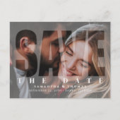 Modernes QR-Foto-Save the Date-Overlay Ankündigungspostkarte (Vorderseite)