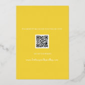 Modernes QR-Foto Skript Gelbe Hochzeit Folieneinladung (Rückseite)