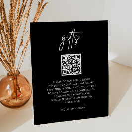 Modernes QR Geschenkregister Honeymoon Fund Hochze Sockelschild