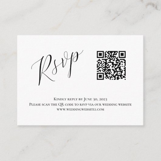 Modernes QR Hochzeit RSVP Begleitkarte (Vorderseite)