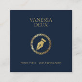 Modernes QR-Logo für Navy & Gold Notary Pen Quadratische Visitenkarte (Vorderseite)