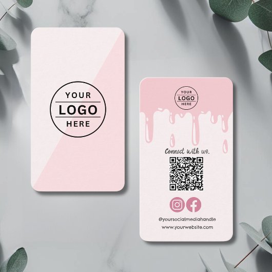 Modernes QR-Logo Rosa Backen Visitenkarte