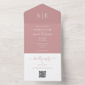 Modernes QR-Monogramm-Dusty-Rose All In One Einladung (Innen Boden)