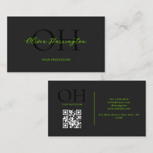 Modernes QR-Monogramm für schwarz und grün Visitenkarte