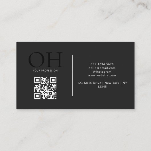 Modernes QR-Monogramm für Schwarzweiß und Weiß Visitenkarte (Rückseite)