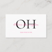 Modernes QR-Monogramm mit weißem und rosa Script Visitenkarte (Vorderseite)