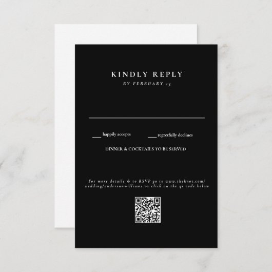Modernes QR-UAWG für Hochzeiten mit B/W RSVP Karte (Vorne/Hinten)