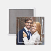 Modernes Quadrat Rahmen Mit Monogramm Foto Magnet (Vorderseite/Rückseite)