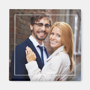 Modernes Quadrat Rahmen Mit Monogramm Foto Magnet