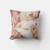 Modernes quadratisches Gitter rosa Monogramm 4 Fot Kissen (Vorderseite)