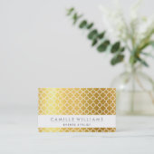 MODERNES QUATREFOIL MOROKANISCHES Muster Goldfolie Visitenkarte (Stehend Vorderseite)