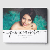 Modernes Quinceañera Custom Foto Quince Años Party Gästebuch (Rückseite)