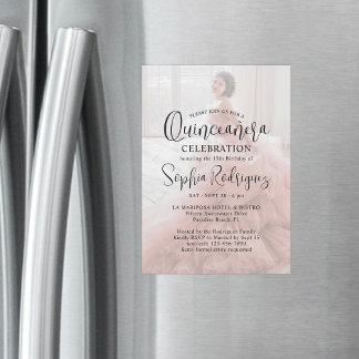 Modernes Quinceañera Foto Overlay 15. Geburtstag Magneteinladung