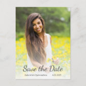 Modernes Quinceañera-Foto Save the Date Postkarte (Vorderseite)