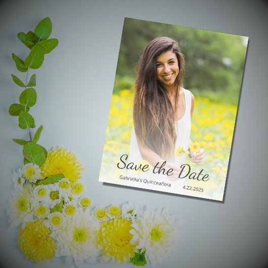 Modernes Quinceañera-Foto Save the Date Postkarte