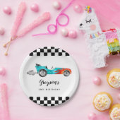 Modernes Race Car Boy Birthday Party Paper Plate Pappteller (Party)
