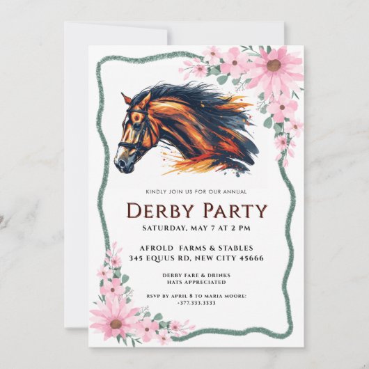 Modernes Race Horse Derby Party Einladung (Vorderseite)