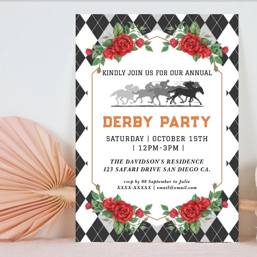 Modernes Race Horse Derby Party Reitsport Einladun Einladung